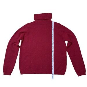 VTG L.L.Bean Merino Wool Angora Hair Sweater Womens S Mock Neck Red Hong Kong